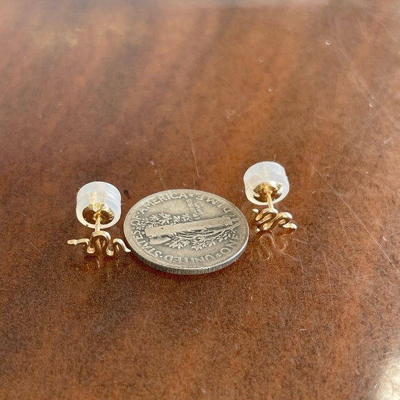14K Yellow Gold Snake Stud Earrings - Picture 3 of 6